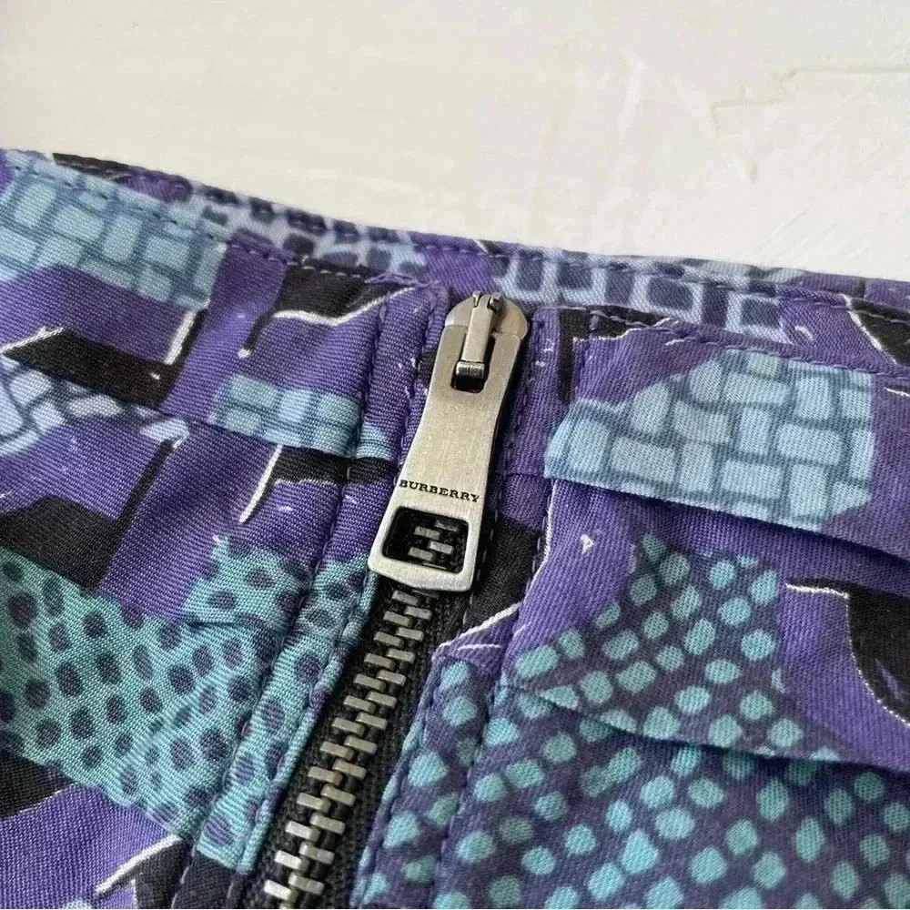 BURBERRY COTTON SILK PRINT DRESS SAPPHIRE BLUE SIZE 8 - Picture 9 of 9